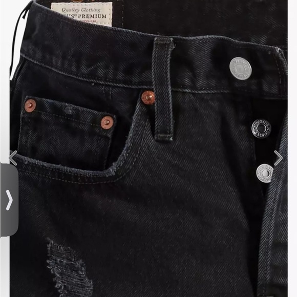 Levi's Premium High Rise 501 Shorts in Black NWT Size 25 - Picture 9 of 9